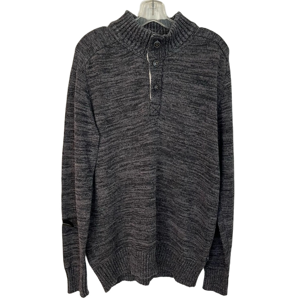 Kolby Men’s 1/4 Button Funnel Neck Grey Sweater Mock Neck XL Office Casual
